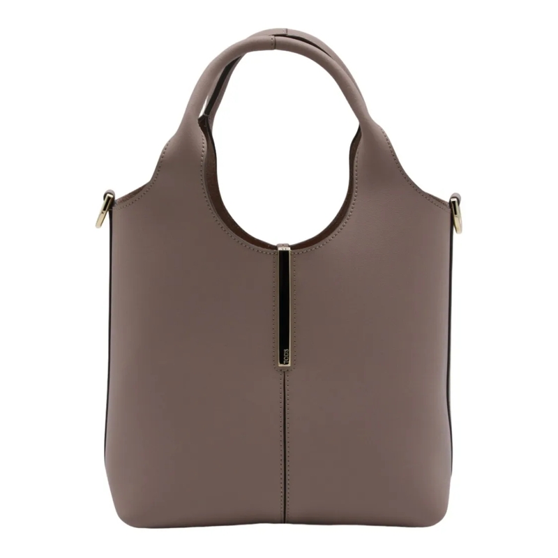 Tod's Fourre-tout Structured Handbag With Gold-Tone Accent And Round Grey