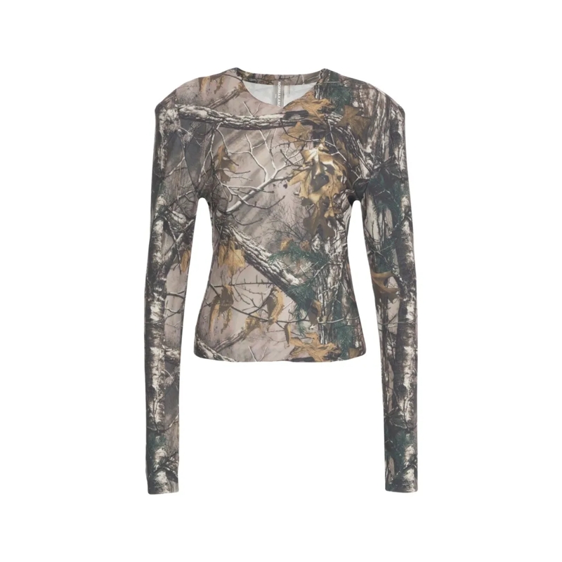 Norma Kamali Langärmeliges Oberteil Long Sleeve Top With Print Grey