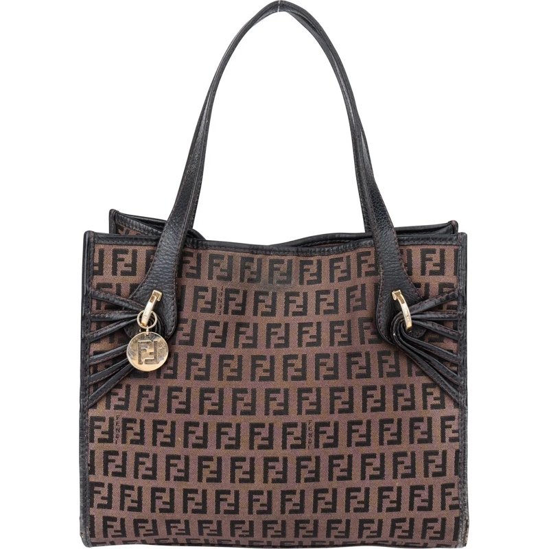 Fendi Schultertasche Fendi FF Monogram Zucca Handbag braun
