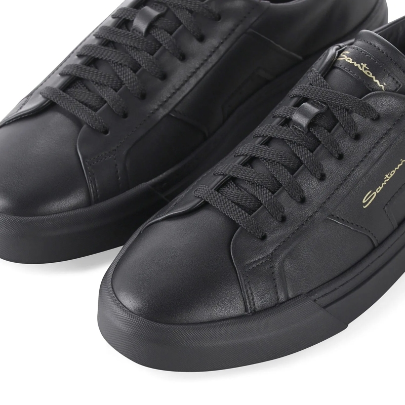 Santoni Schnürschuhe Sneaker aus Leder schwarz(Image 4)