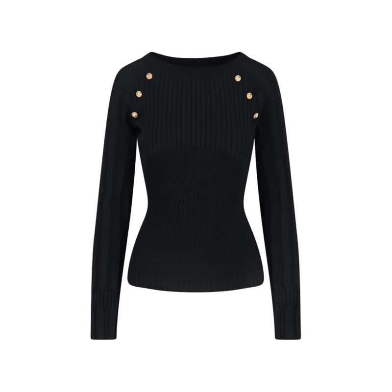Balmain Trui Buttoned Sweater – Black Black
