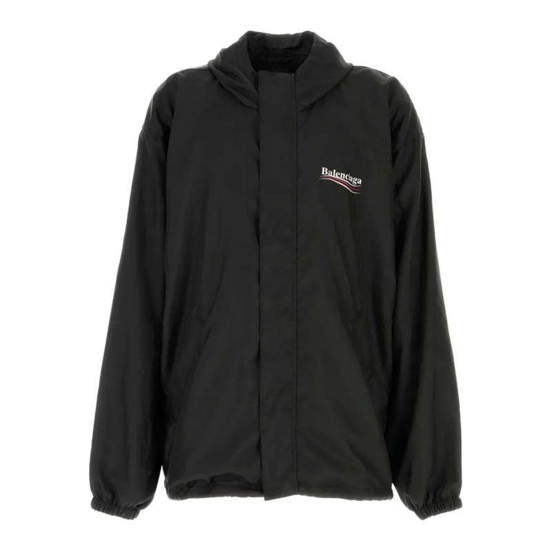 Balenciaga  Lightweight Nylon Jacket With Logo Black