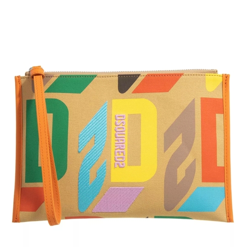 Dsquared2 Clutch D2 Monogram Pouch Beige Multicolor