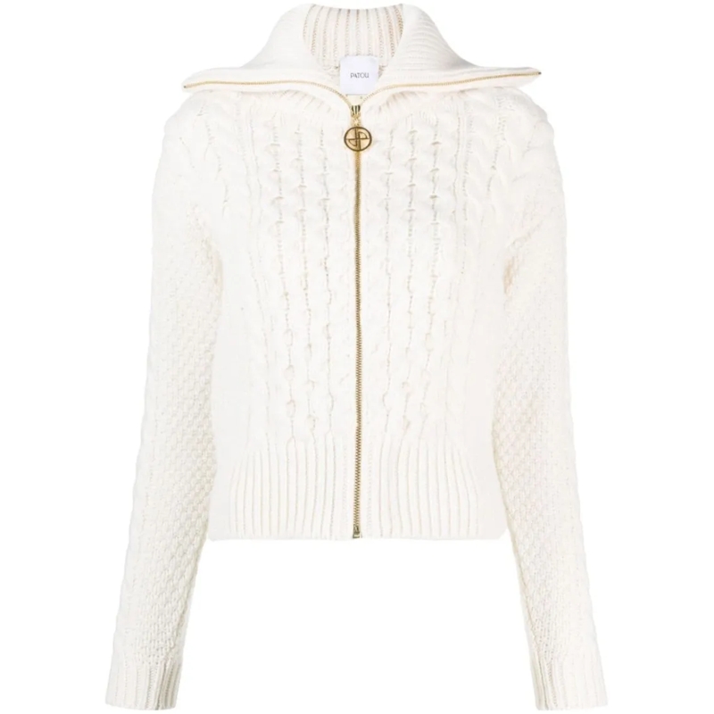 Patou Pullover Textured Cable Knit Jumper White