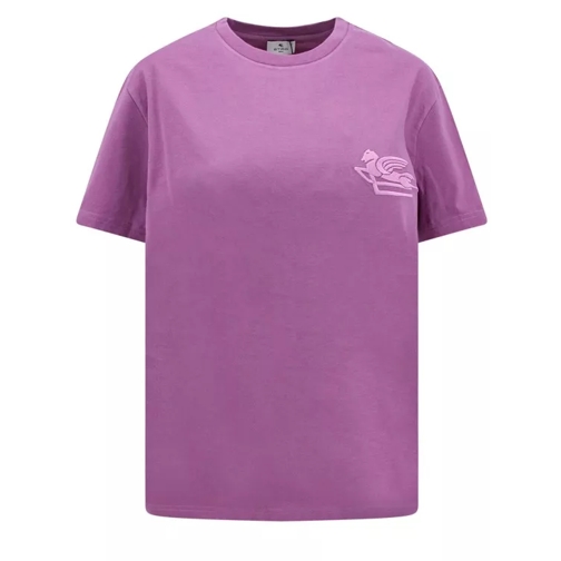 Etro Frontal Pegaso Logo Cotton T-Shirt Purple T-shirts