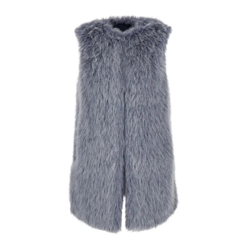 Herno Grey Crewneck Vest In Eco Fur Grey 