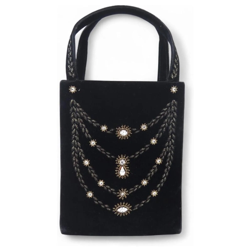 Christian Dior Clutch VINTAGE CHRISTIAN DIOR MINI CABAS STRASS SCHWARZE  schwarz