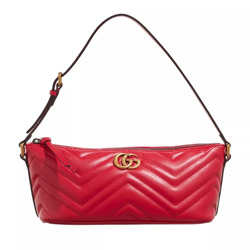 Gucci Small GG Marmont Shoulder Bag Poppy Bright Red Axelremsväska