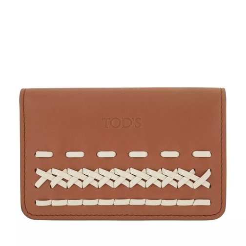 Tod's Cardholder Leather White/Brown Portemonnaie mit Überschlag