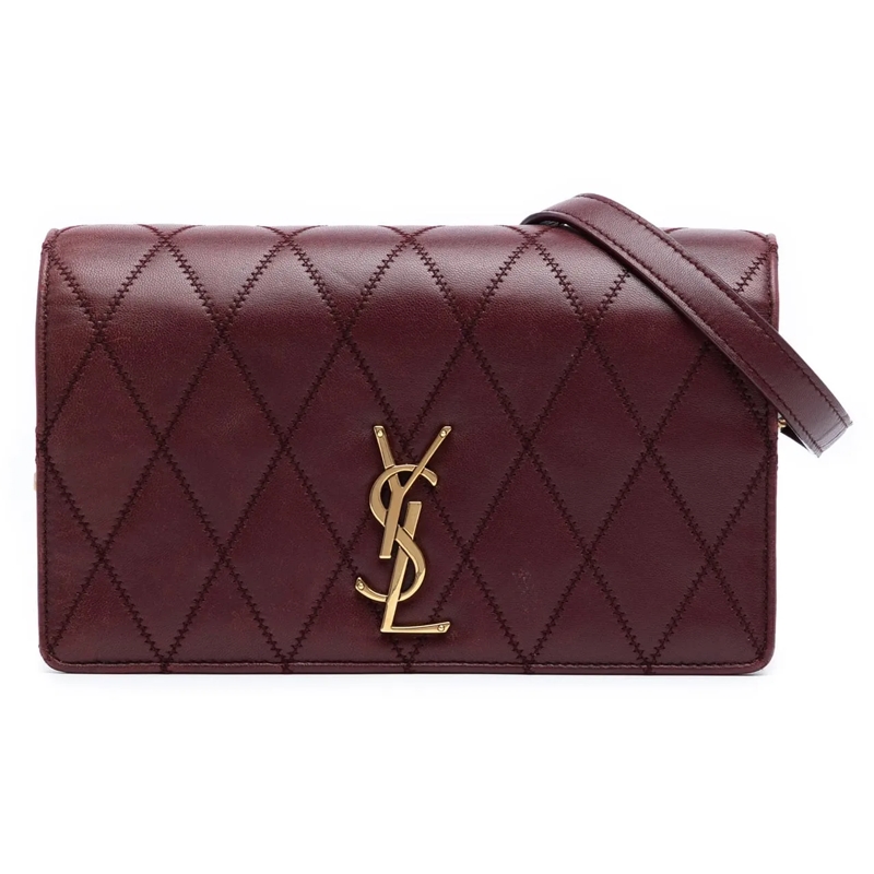 Saint Laurent Sac à bandoulière Diamond Quilted Lambskin Angie Chain Bag rot