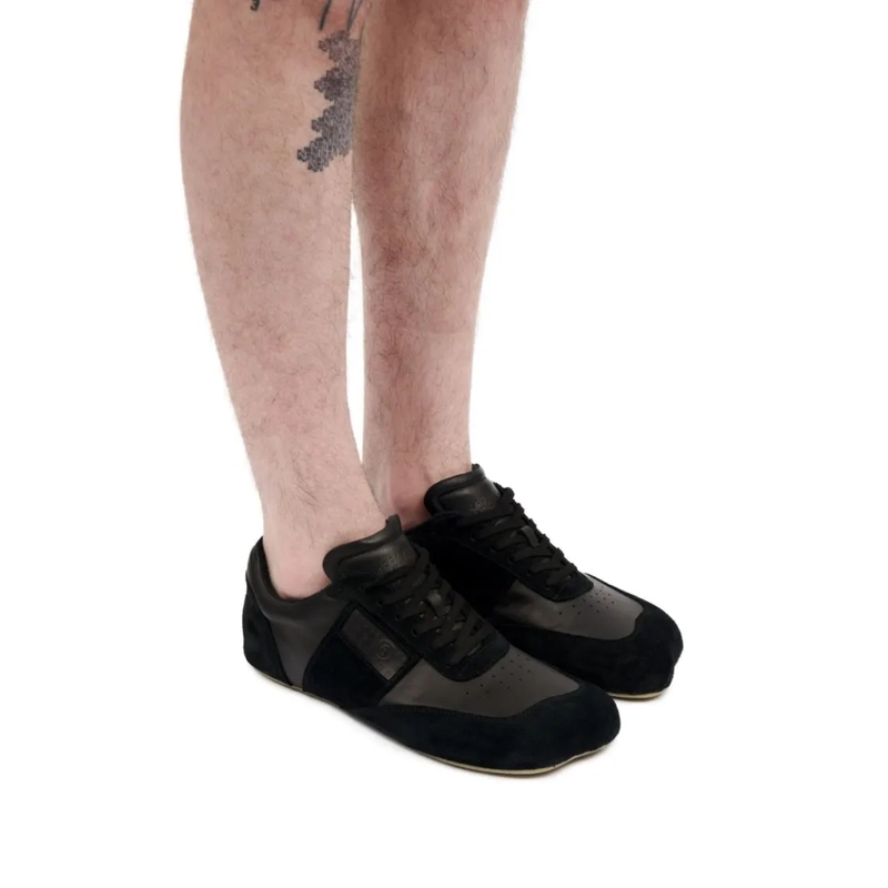 MM6 Maison Margiela Low-Top-Sneaker Black Leather And Suede Sneakers Black(Image 3)