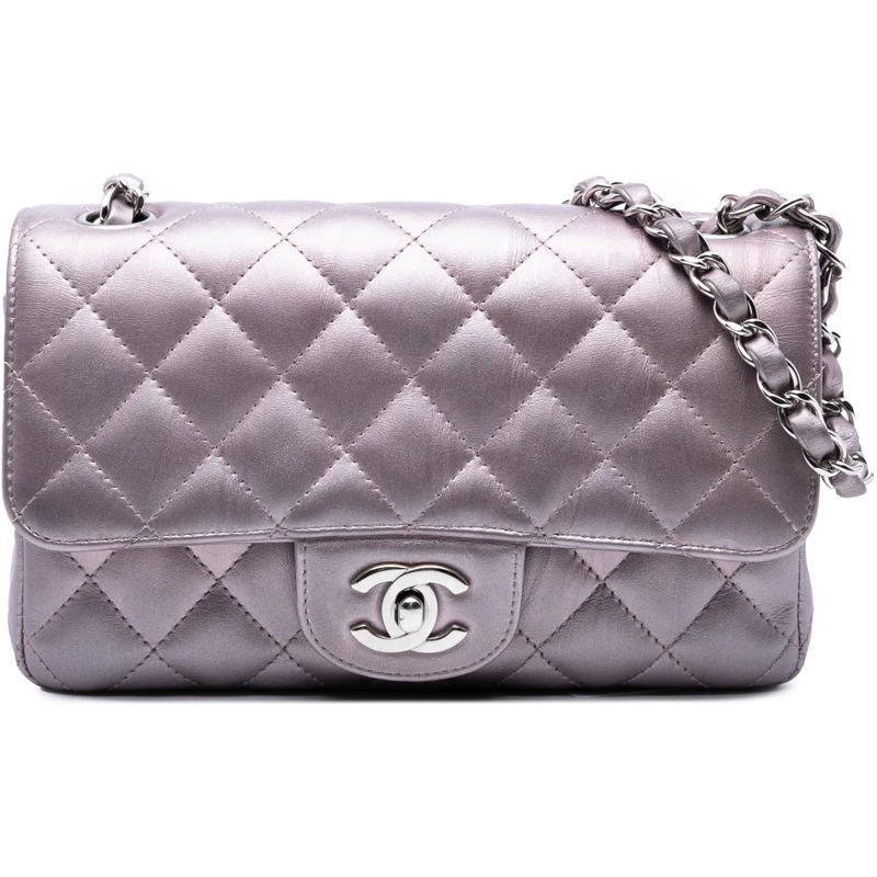 Chanel Sac à bandoulière Mini Rectangular Classic Iridescent Calfskin Singl rose