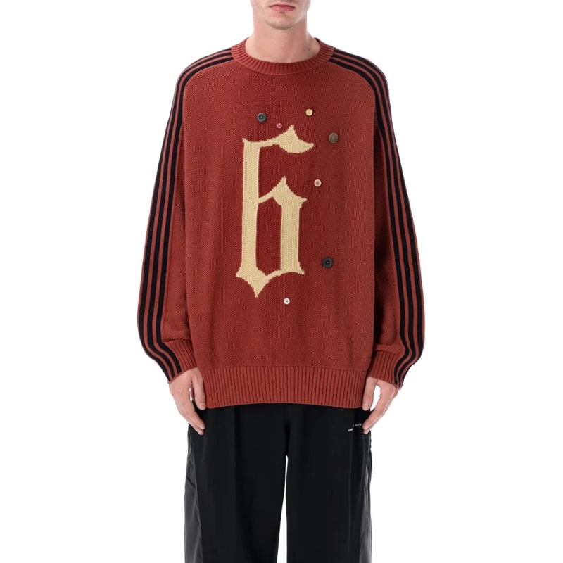 Adidas  Textured Knit Oversized Sweatshirt Red