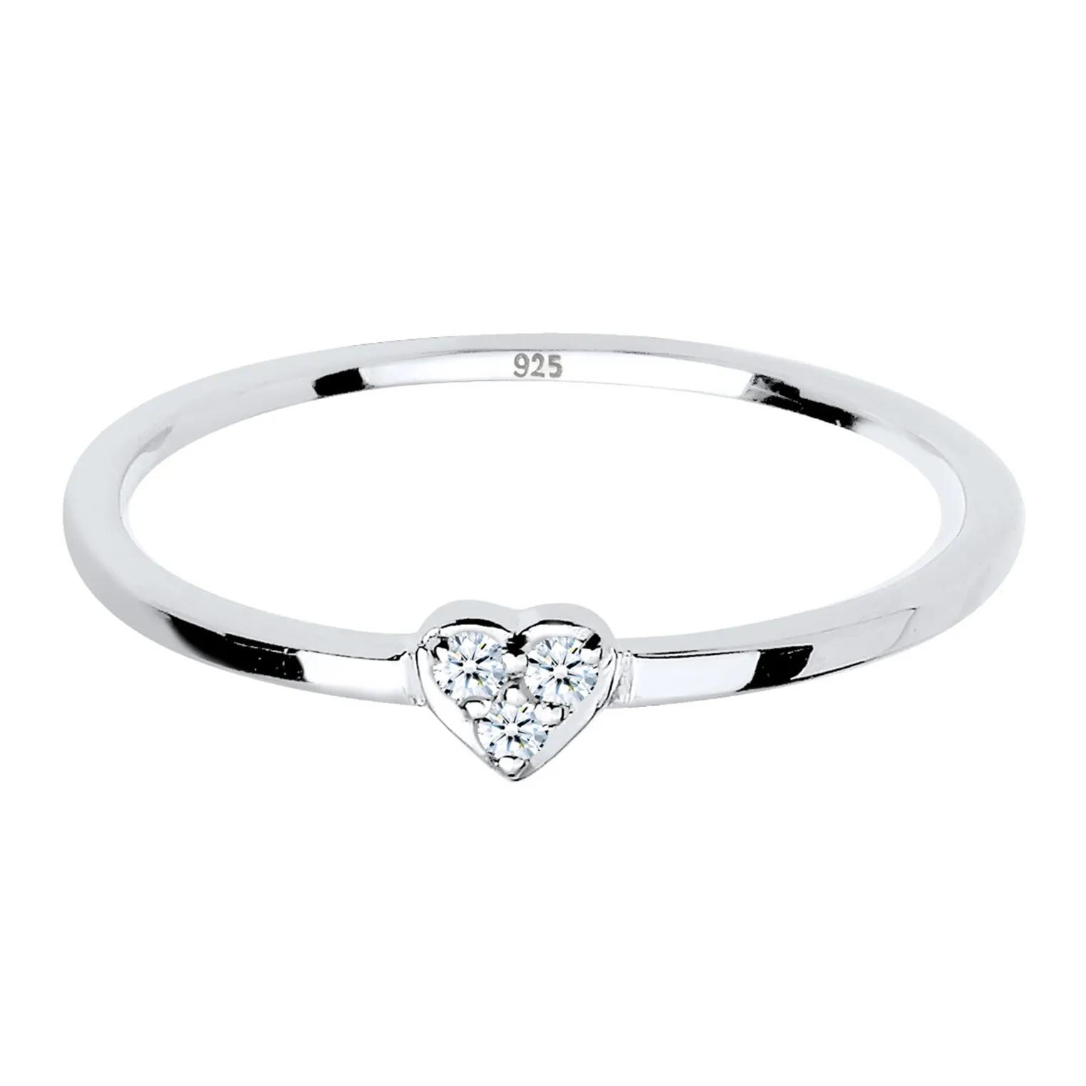 Thumbnail - Elli Ringe - Ring Ladies solitaire heart symbol with diamond (0 - Gr. 56 MM - in Silber - für Damen
