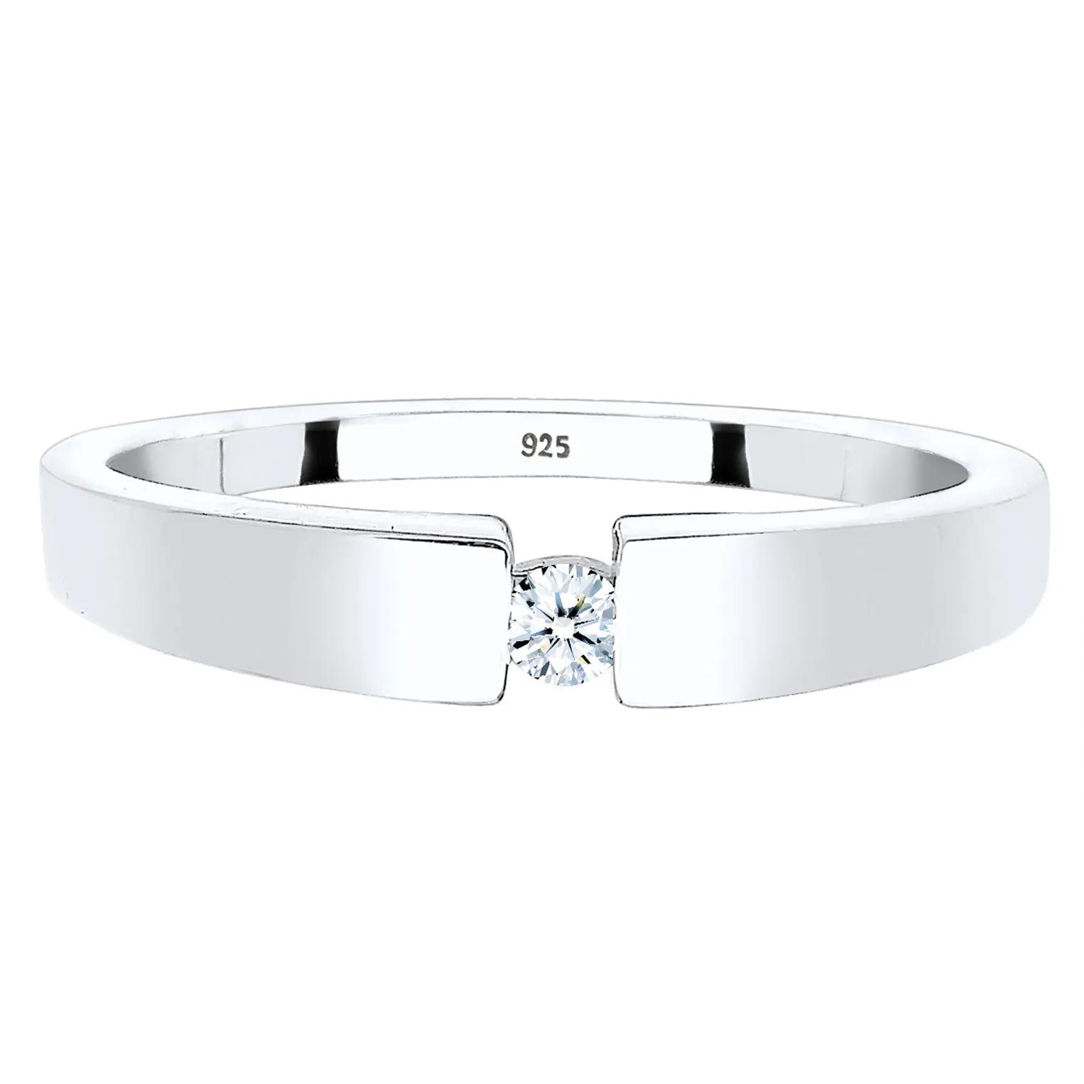 Thumbnail - Elli Ringe - Ring Ladies Band Classic with Diamond (0.06 ct.) i - Gr. 54 MM - in Weiß - für Damen