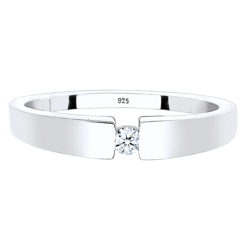 Elli Diamantring Ring Klassisch Bandring Diamant 0.06 ct. 925 Silbe weiss(Image 6)