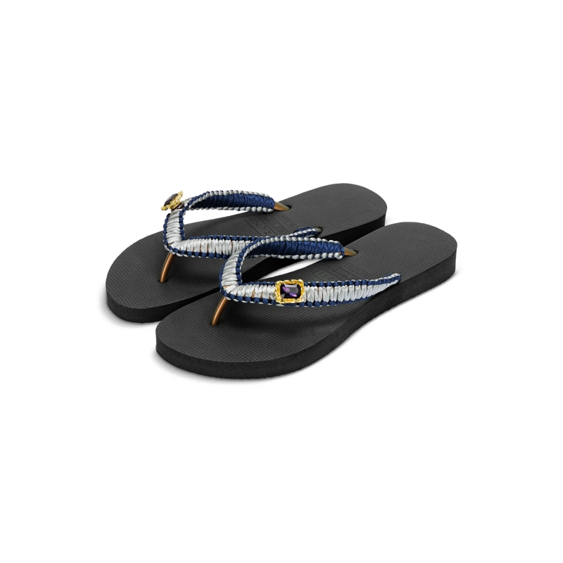 UZURII Flip Flops Zehentrenner Silver Macrame Switch schwarz(Image 6)