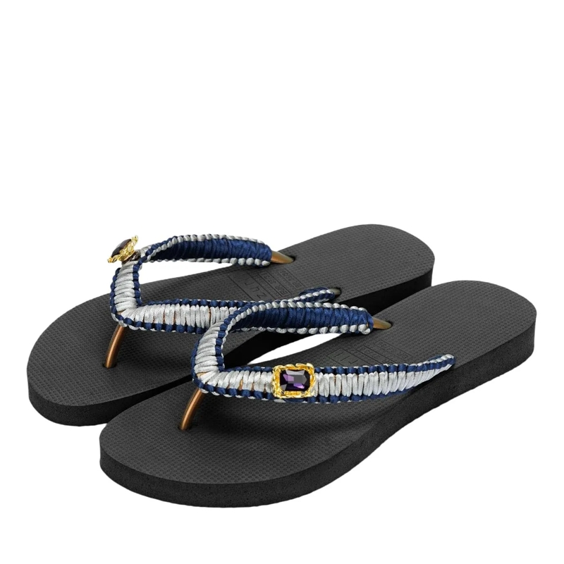 UZURII Flip Flops Zehentrenner Silver Macrame Switch schwarz(Image 2)
