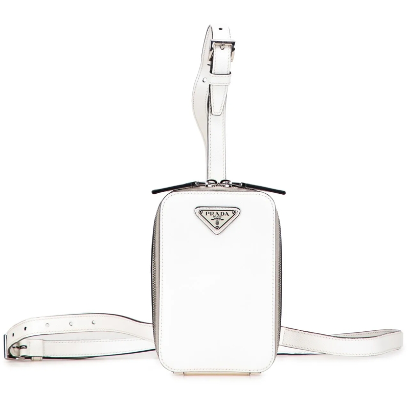 Prada Schultertasche Saffiano Harness Crossbody Pouch weiß