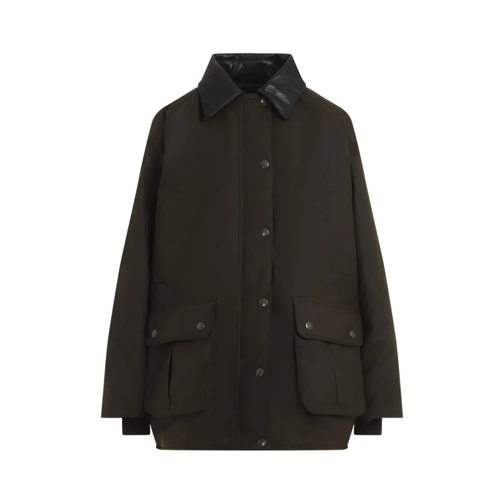 Miu Miu Ebony Brown Cotton Blouson Black Övergångsjacka