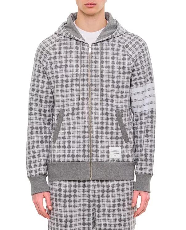 Thom Browne - 4 Bar Zip Up Cotton Hoodie - Größe 2 - gray