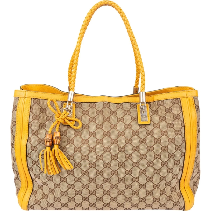 Gucci Schultertasche Gucci GG Monogram Bamboo Handbag braun