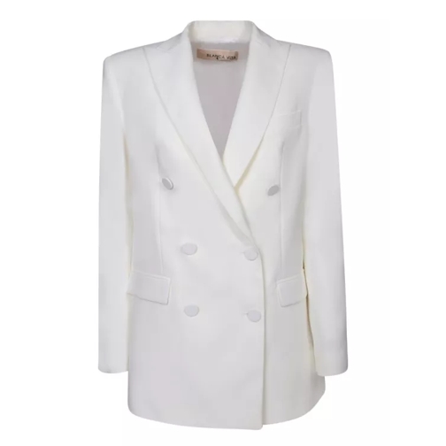 Blanca Vita Double-Breasted Jacket In Cady Fabric White 