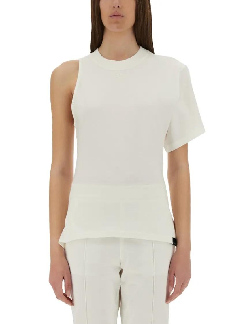 Thumbnail - Courrèges - One-Shoulder T-Shirt In Soft Cotton - Größe M - weiß