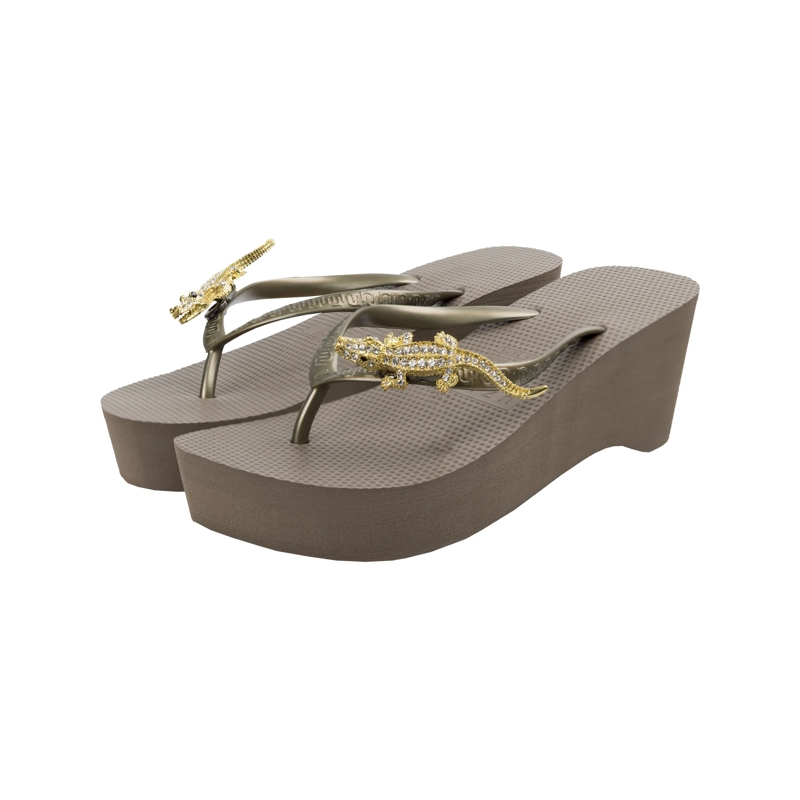 UZURII Flip Flops Zehentrenner Gold Macrame Switch taupe(Image 2)