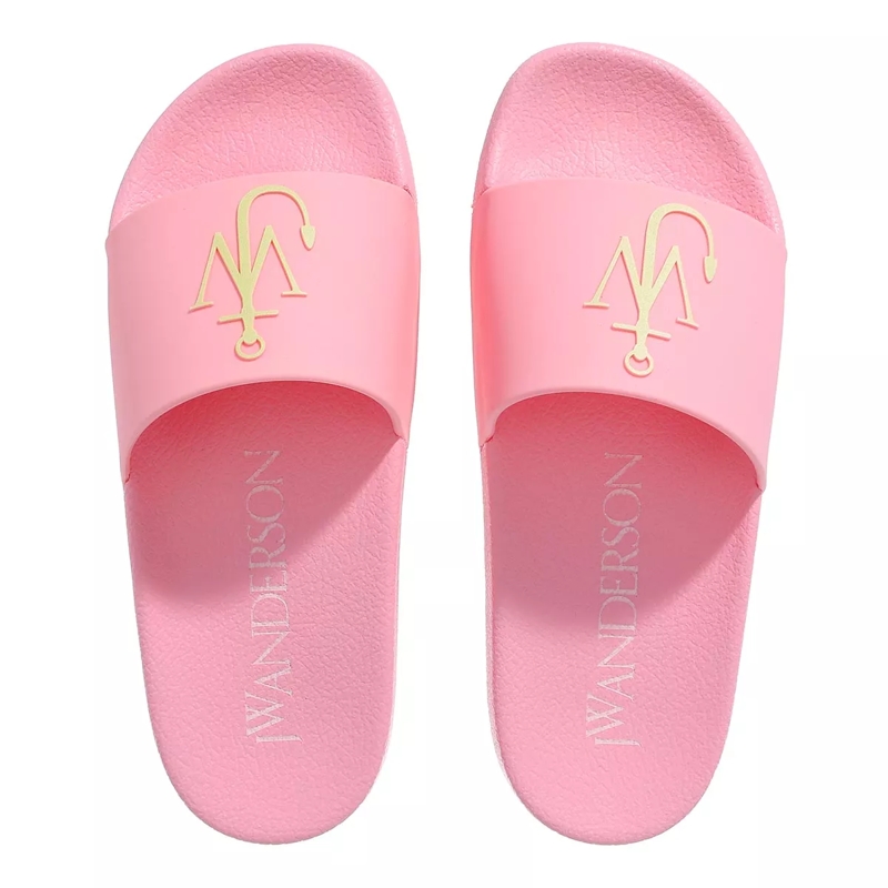 J.W.Anderson Slides Slide Rubber 321 Pink + Logo Light Green(Image 4)