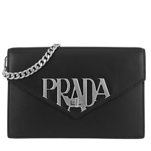 Prada Logo Crossbody Bag Smooth Leather Black Sac à bandoulière