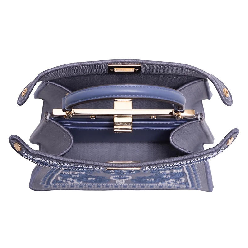 Fendi Satchel Tote Bag Peekaboo Denim Mirtos(Image 6)