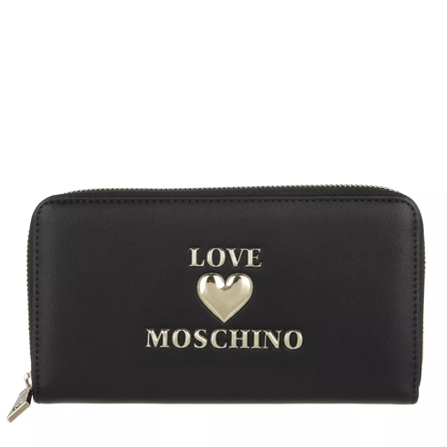 Love Moschino Portafogli Pu  Nero Portemonnaie mit Zip-Around-Reißverschluss