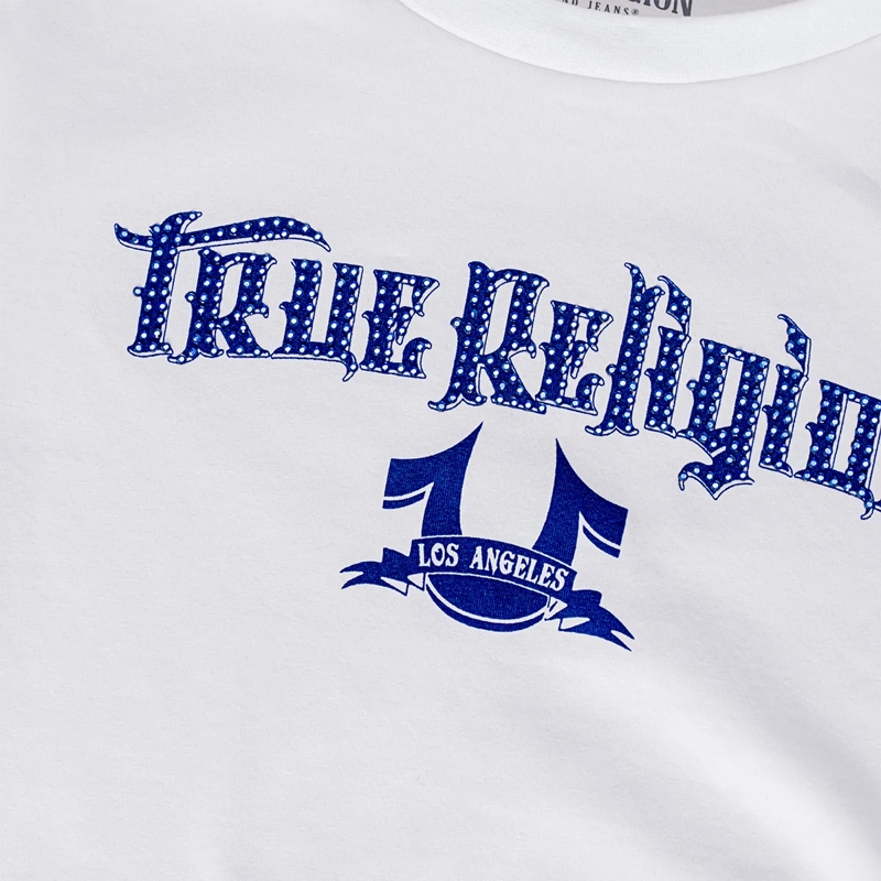 True Religion T-Shirt - Bandeau-Shirt- Enganliegend- Markanter Grafik. weiss(Image 6)