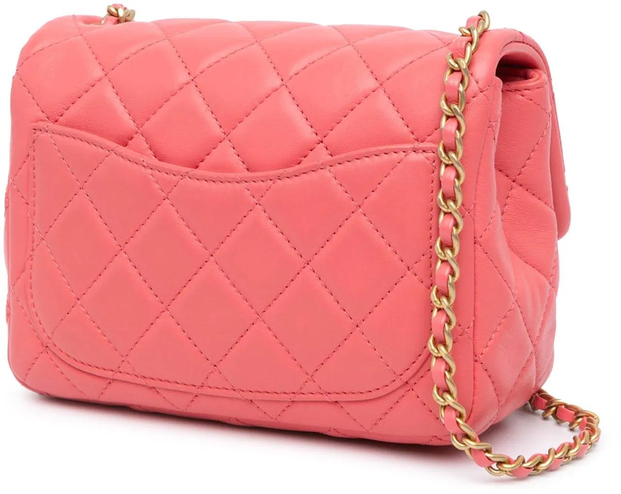 Thumbnail - Chanel Hobo Bags - 2021 Mini Square Classic Lambskin Pearl Crush Sing - Gr. unisize - in Gold - für Damen