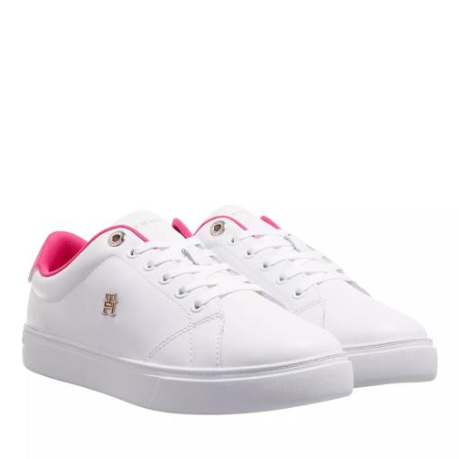 Tommy Hilfiger Elevated Essential Court Sneaker White Bright Cerise Pink lage-top sneaker