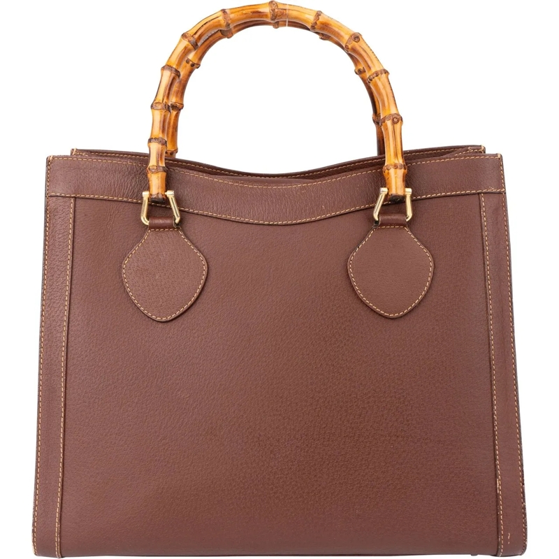 Gucci Schultertasche Gucci Brown Leather Bamboo Handbag braun