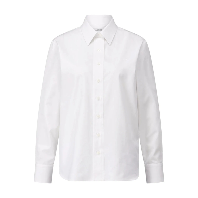 Givenchy Bluse Hemdbluse mit Logo Weiß