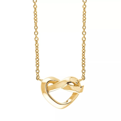 Pukka Berlin Knotted Heart Pendant with Chain Yellow Gold Mittellange Halskette