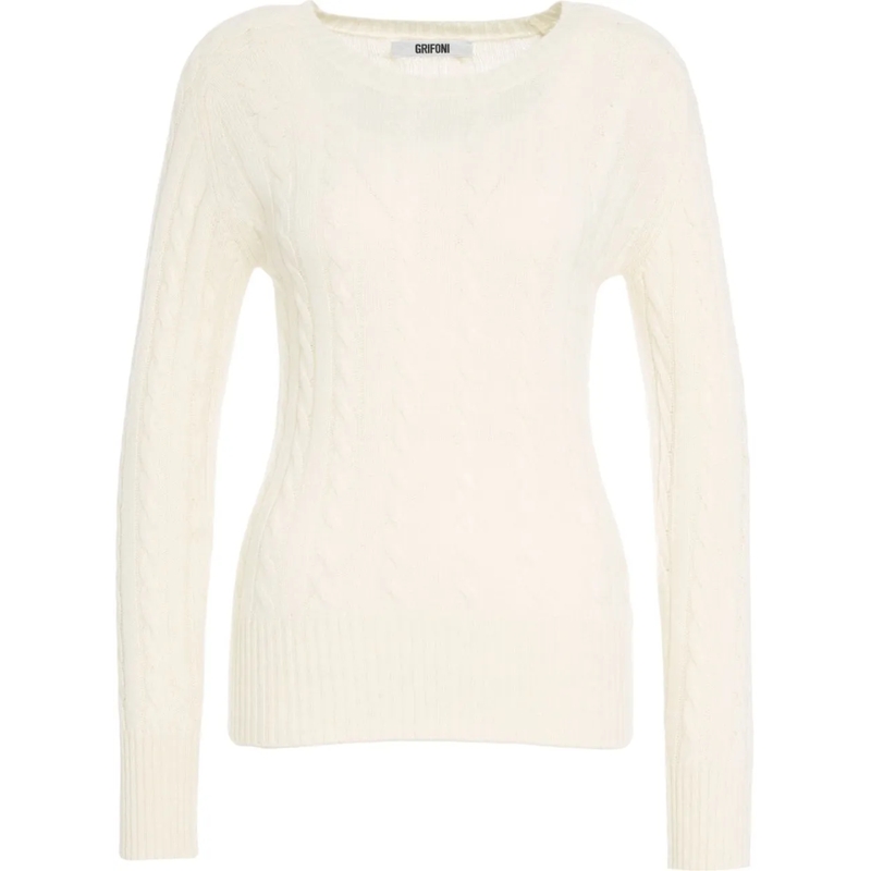 Grifoni  Sweater with cable knit pattern weiß
