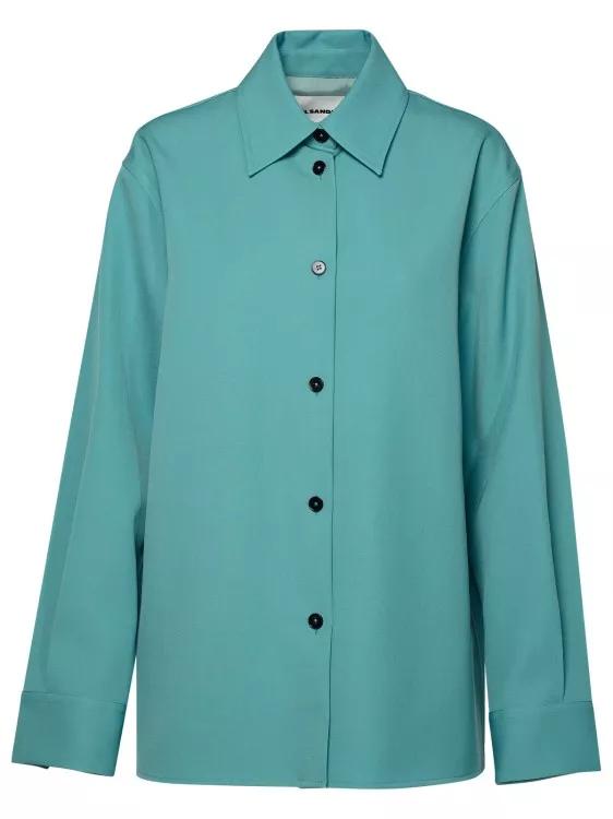 Jil Sander - Turquoise Wool Shirt - Größe 34 - blue