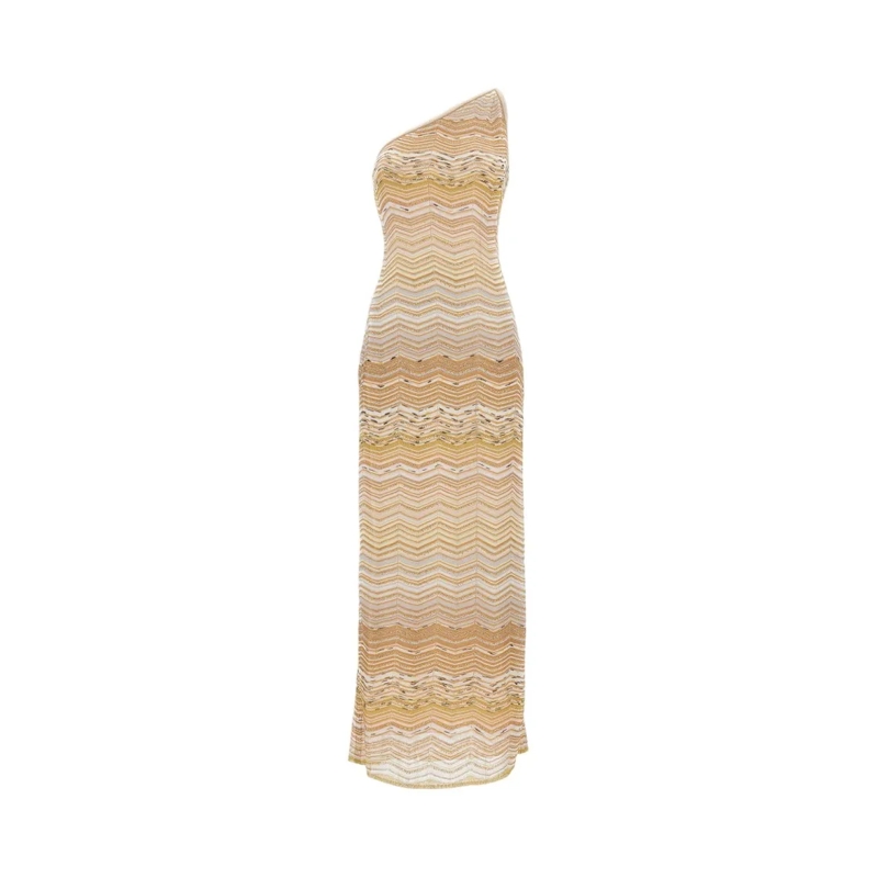 Missoni  Sleeveless Asymmetric Dress Neutrals