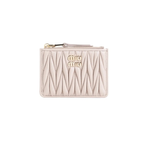 Miu Miu Cipria Lamb Leather Card Holder Neutrals Plånbok