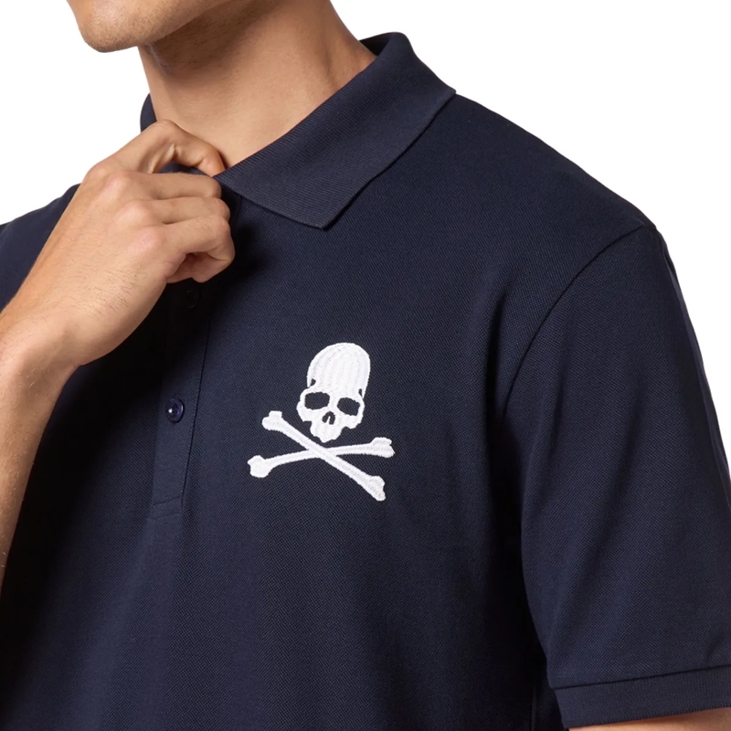 Philipp Plein Top Poloshirt Skull&Bones dunkel-blau(Image 5)