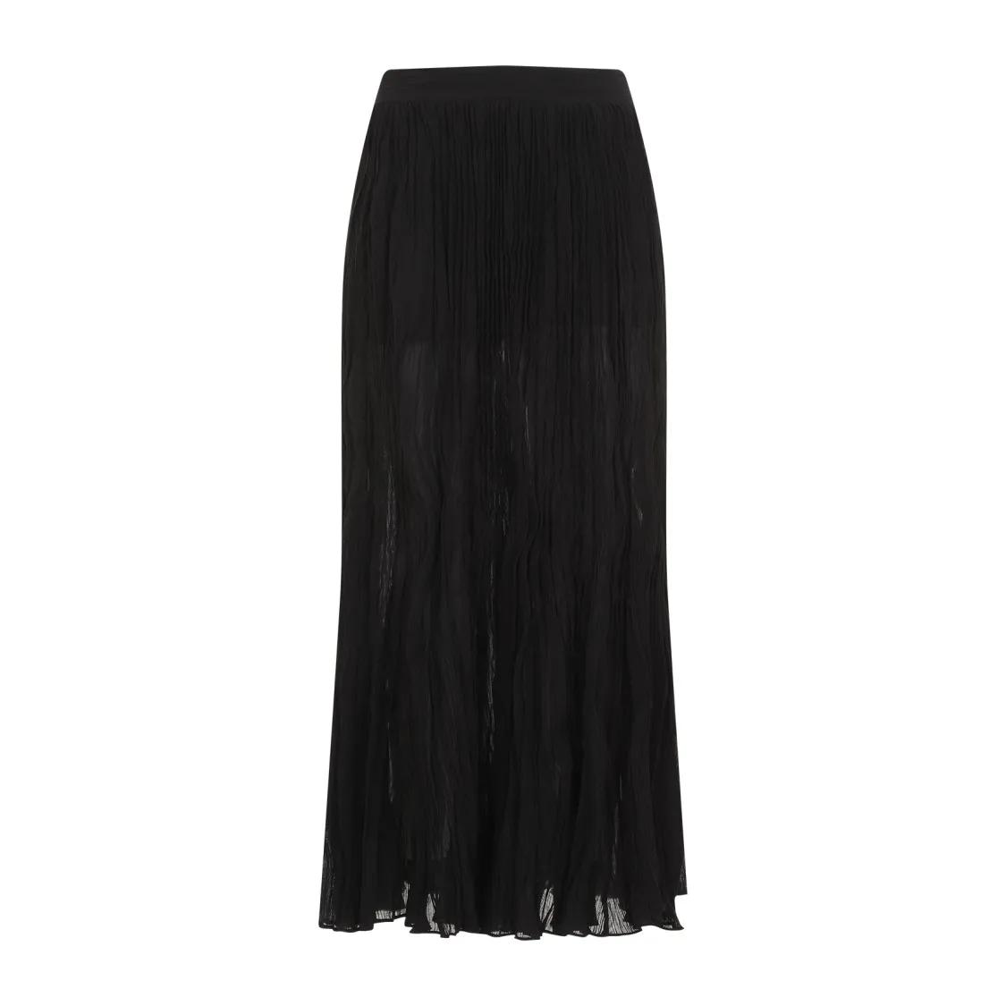 TOTEME - Crinkled Plisse Black Cotton Midi Skirt - Größe 36 - schwarz