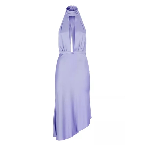Elisabetta Franchi Satin Dress With Asymmetric Skirt Purple 