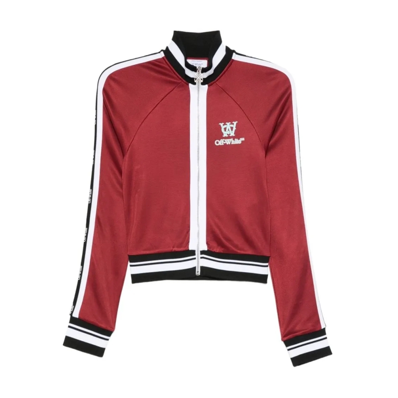 Off-White Overgangsjas Cropped Red Jacket With Striped Accents Red