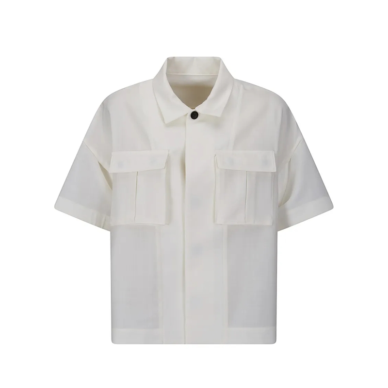 Sacai Hemd Structured Denim And Suiting Contrast Shirt White