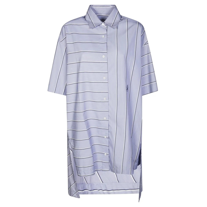 J.W.Anderson Mini-robe Short Shirt Dress With Striped Design Blue