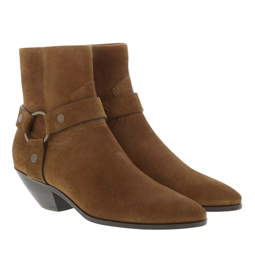 Saint Laurent West Harness Boots Leather Brown Ankle Boot